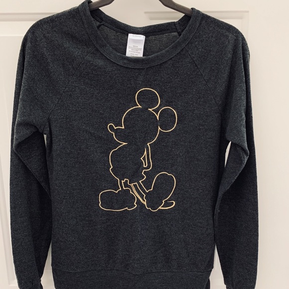 Gold Mickey on Gray crewneck, Size M - Picture 1 of 6